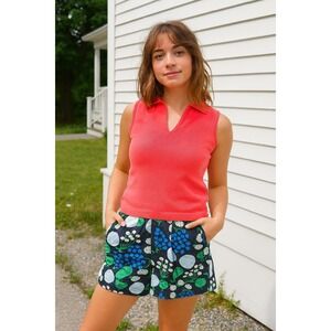 Marimekko Uniqlo Shorts Women XS Black Blue Green Fruit Print Blue Preppy Summer